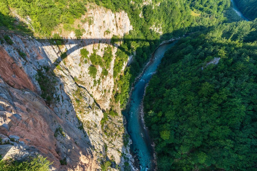 View on Tara river from the bridge over canyon in Montenegro